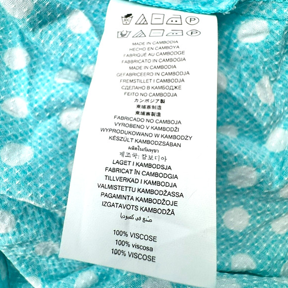 MICHAEL KORS Women's 3X Turquoise Georgette White Polka Dot Faux Wrap Midi Dress - Picture 5 of 8